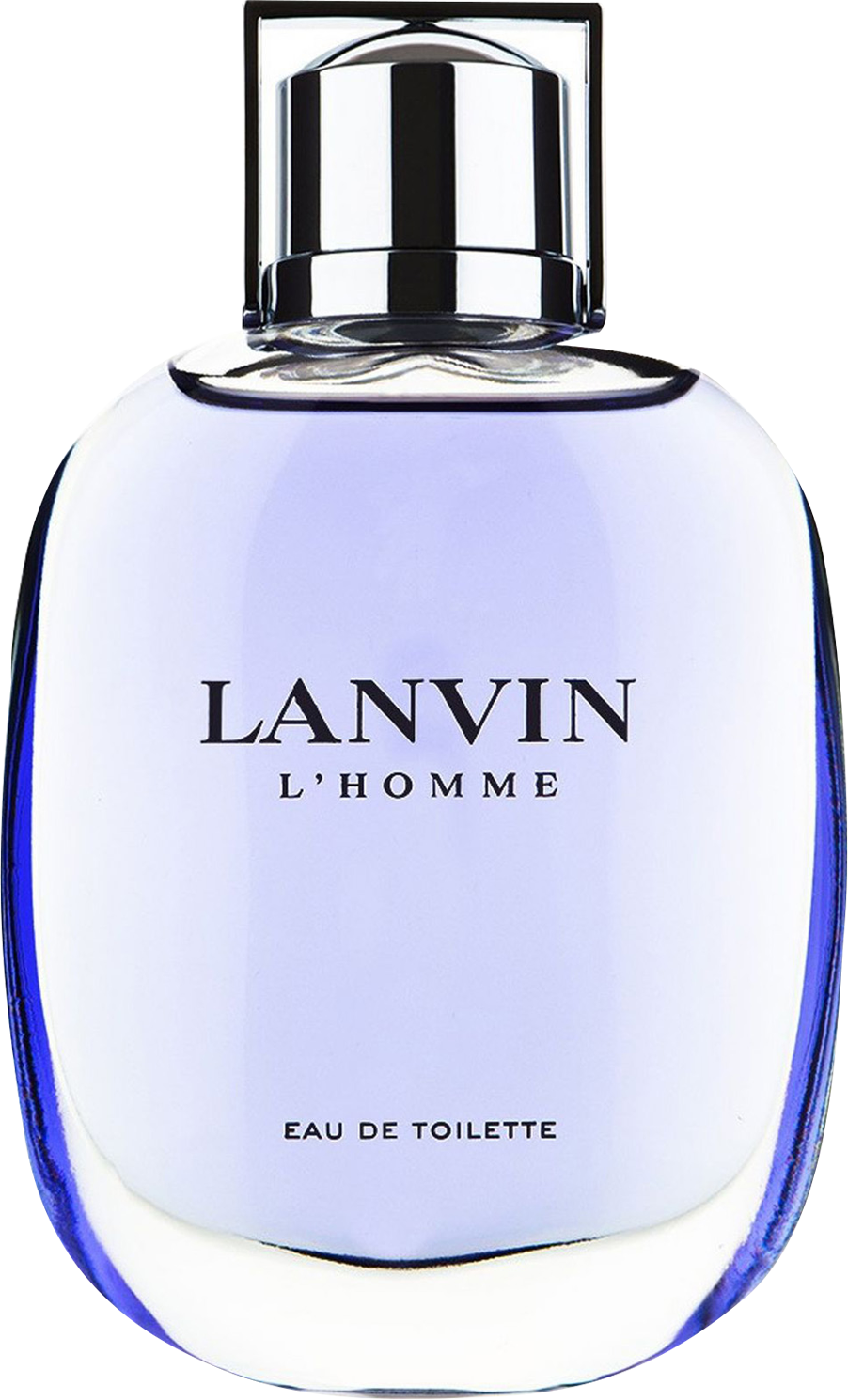 Flacon wody toaletowej Lanvin L'Homme 100ml na białym tle - eleganckie męskie perfumy marki Lanvin w stylowym opakowaniu ze srebrną nakrętką