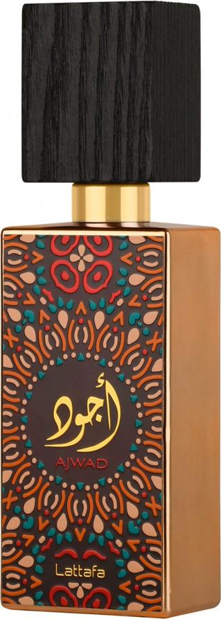 Flacon wody perfumowanej Lattafa Ajwad 60ml unisex z eleganckim opakowaniem, luksusowy zapach drzewno-aromatyczny z nutami kwiatowymi
