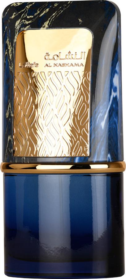 Flacon perfum Lattafa Al Nashama Caprice woda perfumowana 100ml w eleganckim opakowaniu marki Lattafa na białym tle