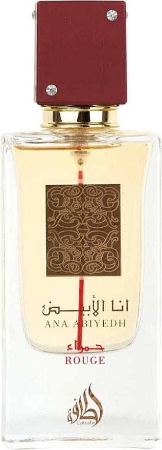 Flacon perfum Lattafa Ana Abiyedh Rouge woda perfumowana 60ml w eleganckim opakowaniu - orientalne perfumy unisex marki Lattafa
