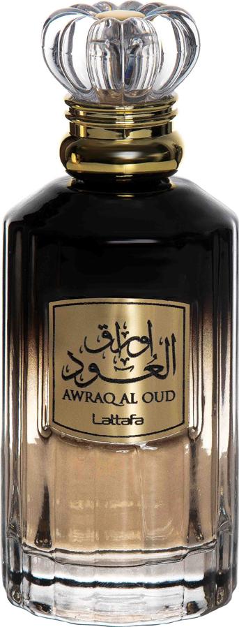 Lattafa Awraq Al Oud woda perfumowana 100ml w eleganckim ciemnym flakonie z orientalno-drzewną kompozycją zapachową z oudem