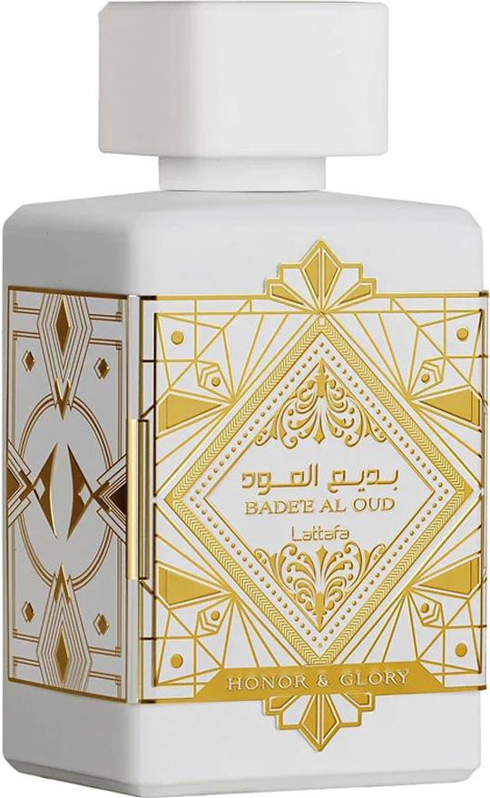 Flacon perfum Lattafa Bade'e Al Oud Honor & Glory woda perfumowana 100ml dla mężczyzn w eleganckim opakowaniu z orientalnym designem