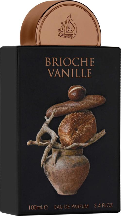 Flacon wody perfumowanej Lattafa Pride Brioche Vanille 100ml na białym tle - elegancka butelka perfum unisex o zapachu wanilii i brioszki