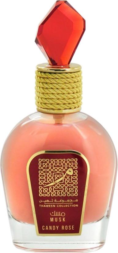 Flacon wody perfumowanej Lattafa Musk Candy Rose 100ml - orientalno-kwiatowy zapach dla kobiet z nutami róży, piżma i bursztynu