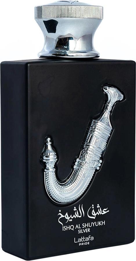 Flacon perfum Lattafa Ishq Al Shuyukh Silver woda perfumowana 100ml - orientalny zapach unisex w eleganckiej butelce z opakowaniem marki Lattafa
