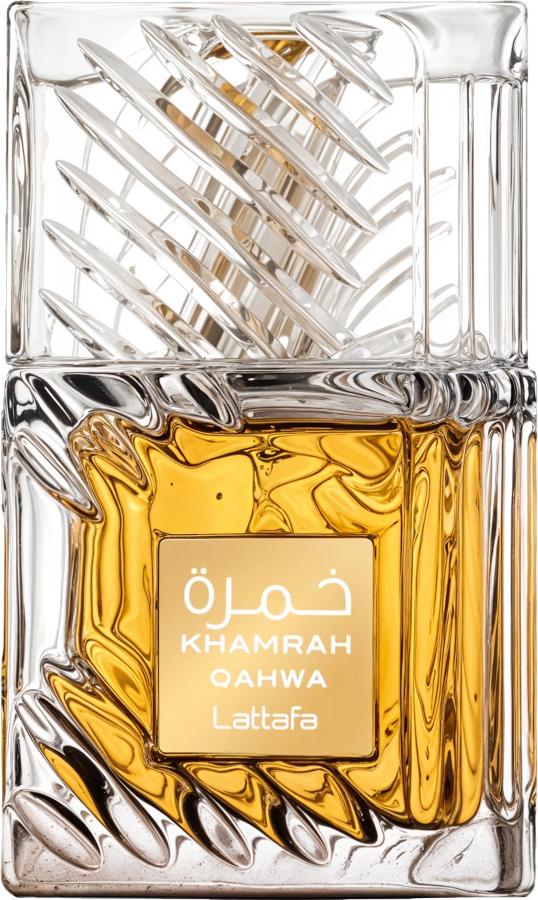 Flacon wody perfumowanej Lattafa Khamrah Qahwa 100ml w eleganckim opakowaniu - orientalne perfumy unisex z nutami kawy i przypraw