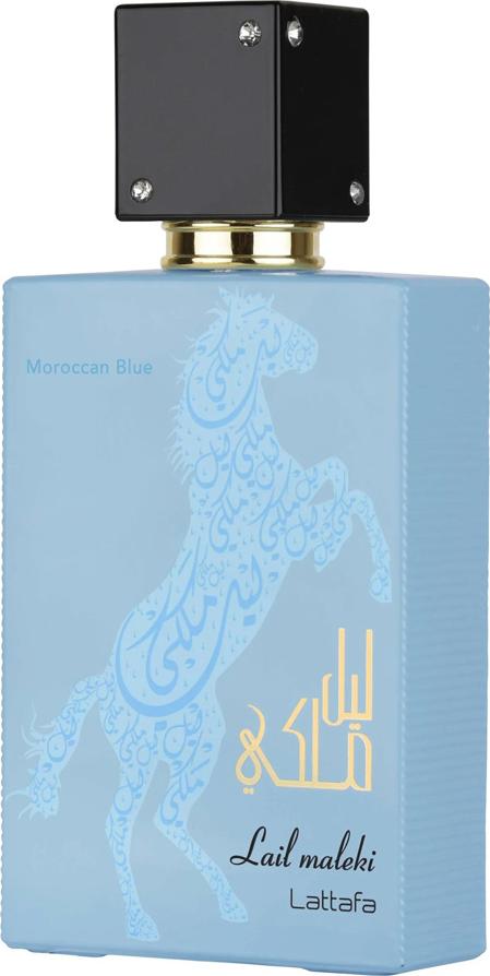 Flacon wody perfumowanej Lattafa Lail Maleki Moroccan Blue 100ml z orientalną kompozycją zapachową dla kobiet i mężczyzn