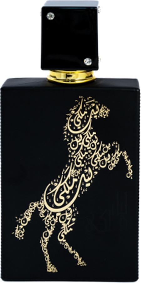 Lattafa Lail Maleki woda perfumowana 100ml w eleganckim czarno-złotym flakonie na białym tle - orientalny zapach unisex arabskiej marki