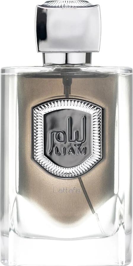 Flacon wody perfumowanej Lattafa Liam 100ml - uniseksowe perfumy z eleganckim opakowaniem marki Lattafa na białym tle