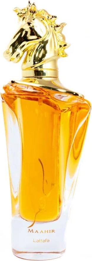 Flacon perfum Lattafa Maahir woda perfumowana 100ml w eleganckim opakowaniu, luksusowy orientalno-kwiatowy zapach z Emiratów Arabskich