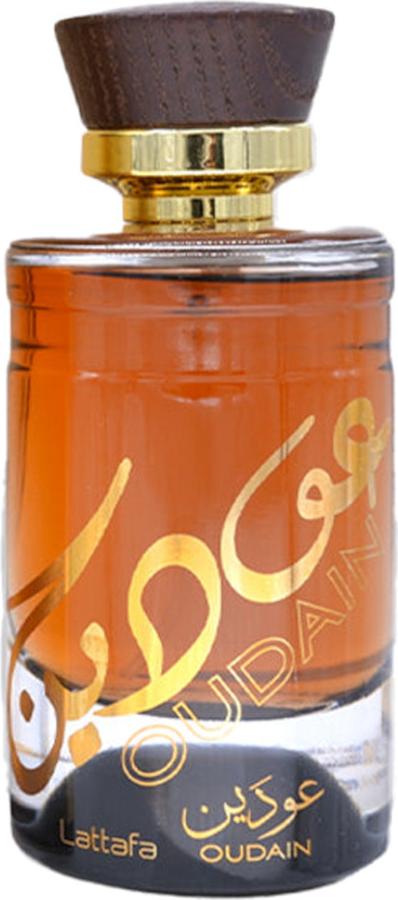 Flacon wody perfumowanej Lattafa Oudain 100ml dla mężczyzn w eleganckiej butelce z orientalną kompozycją zapachową kardamonu i ambry
