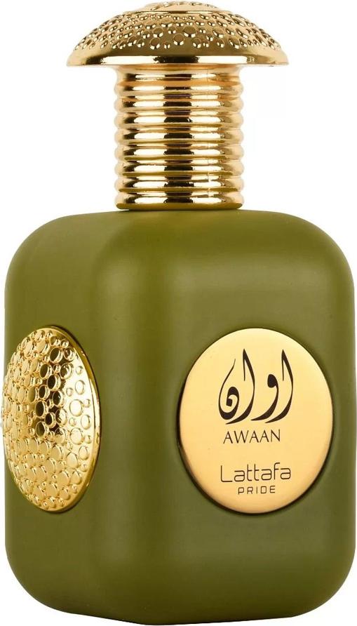 Lattafa Awaan woda perfumowana 100ml w eleganckim zielonym flakonie - orientalne perfumy unisex z nutami cytrusów i jaśminu