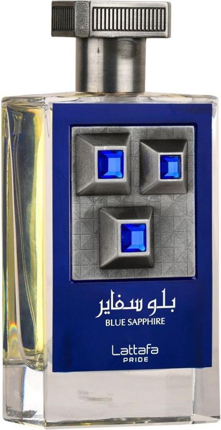 Flacon perfum Lattafa Blue Sapphire woda perfumowana 100ml z eleganckim opakowaniem, luksusowe perfumy arabskie z cytrusowo-kwiatowym zapachem