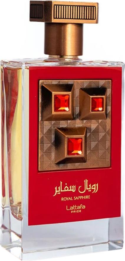 Flacon perfum Lattafa Royal Sapphire woda perfumowana 100ml dla mężczyzn w eleganckim opakowaniu z orientalno-drzewną kompozycją zapachową