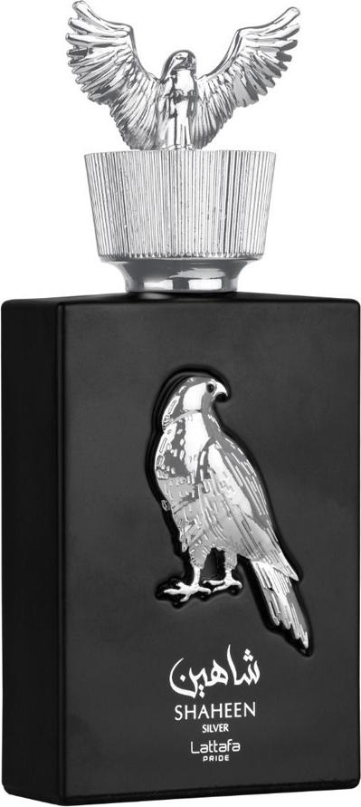 Lattafa Shaheen Silver woda perfumowana 100ml w eleganckiej butelce - unisex zapach orientalny z nutami bergamotki i paczuli