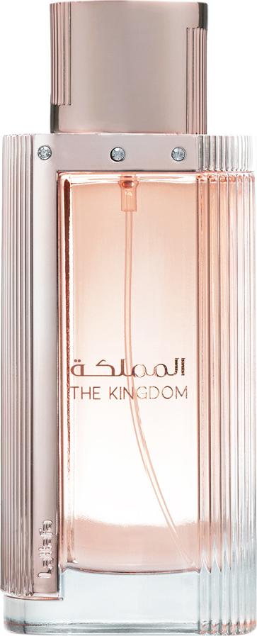 Flacon perfum Lattafa The Kingdom Women woda perfumowana 100ml z eleganckim opakowaniem na białym tle - luksusowe perfumy damskie