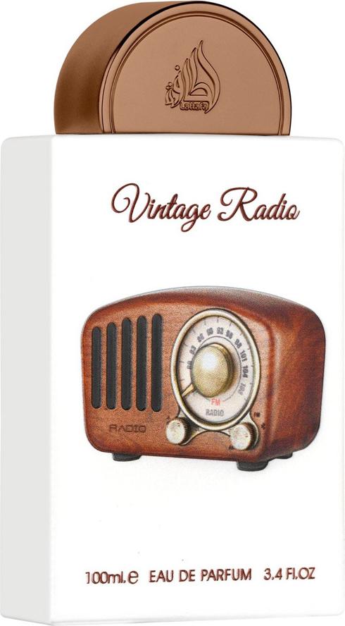 Flacon perfum Lattafa Vintage Radio woda perfumowana 100ml unisex o orientalno-drzewnym zapachu z lawendą i drewnem sandałowym