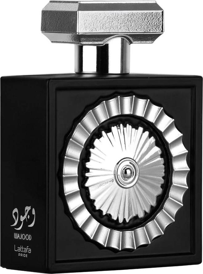 Flacon wody perfumowanej Lattafa Wajood 100ml dla mężczyzn w eleganckim opakowaniu z orientalną kompozycją zapachową bergamotki i oud