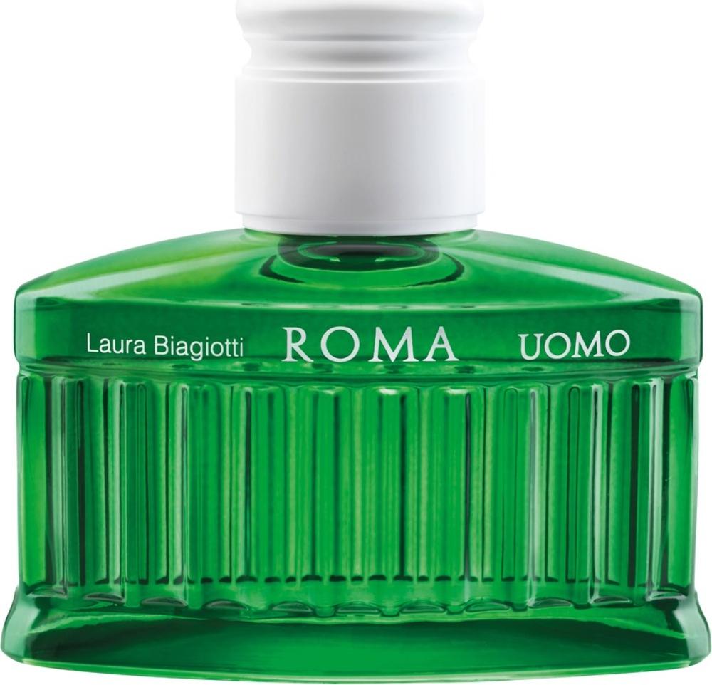 Flacon wody toaletowej Laura Biagiotti Roma Uomo Green Swing 75ml - męskie perfumy drzewno-kwiatowe z nutami bergamotki i cedru