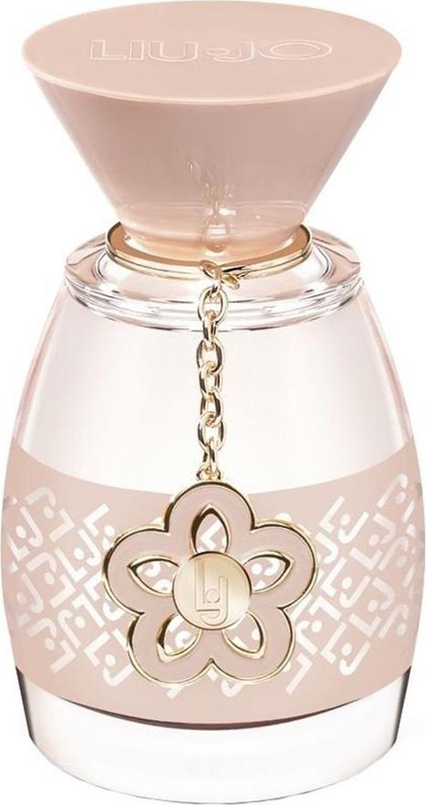 Flakon perfum Liu Jo Lovely Me woda perfumowana 100ml w różowo-złotym kolorze na białym tle z eleganckim opakowaniem marki Liu Jo