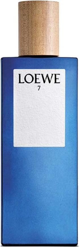 Flacon wody toaletowej Loewe 7 pour Homme 50 ml na białym tle - eleganckie męskie perfumy marki Loewe w charakterystycznym opakowaniu