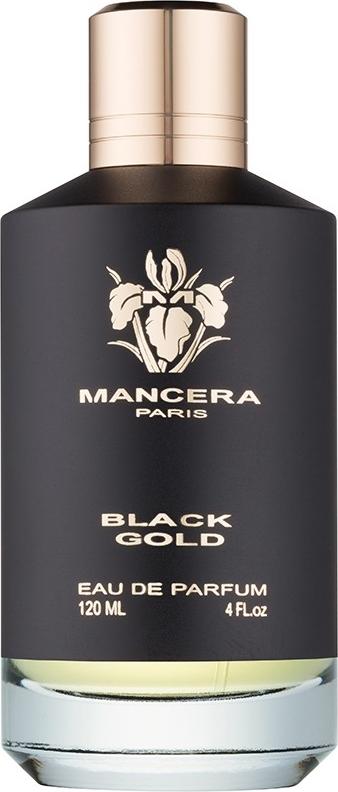 Flacon perfum Mancera Black Gold woda perfumowana męska 120ml z eleganckim opakowaniem na białym tle, luksusowy zapach orientalny