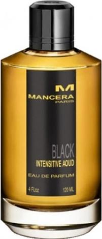 Flacon perfum Mancera Black Intensive Aoud woda perfumowana unisex 120ml z eleganckim czarnym opakowaniem na białym tle