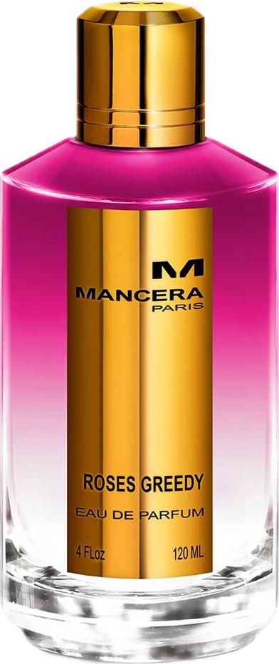 Flacon perfum Mancera Roses Greedy 120ml woda perfumowana unisex z eleganckim opakowaniem na białym tle, luksusowy zapach różany