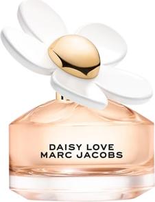 Flacon perfum Marc Jacobs Daisy Love woda toaletowa 100ml z kultową nakrętką w kształcie białej stokrotki na jasnym tle