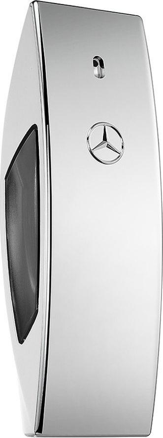 Flacon wody toaletowej Mercedes-Benz Club for Men 100ml na białym tle - elegancki męski zapach luksusowej marki samochodowej w stylowym opakowaniu