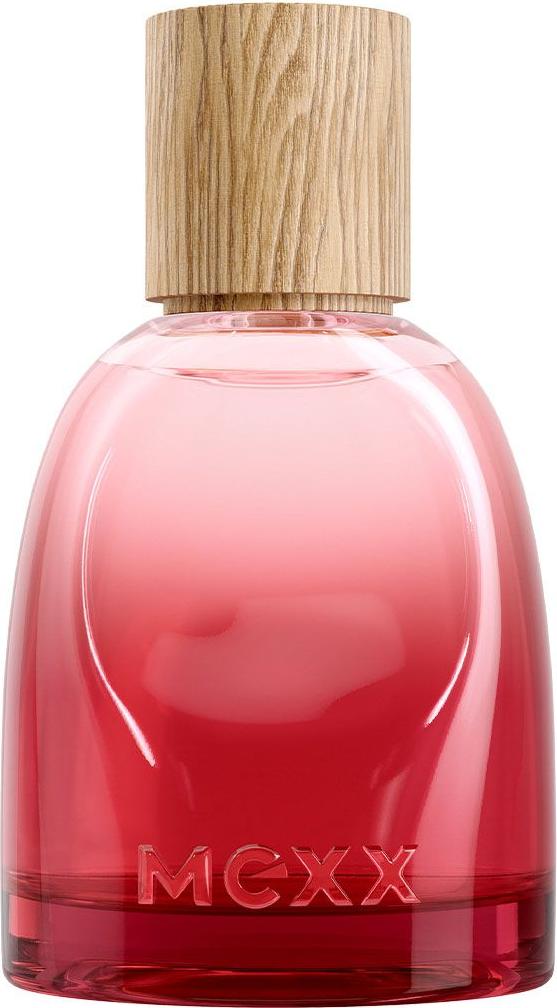 Flacon perfum Mexx Inspired Warmth Women woda perfumowana 50ml w eleganckim opakowaniu na białym tle - owocowo-bursztynowy zapach dla kobiet