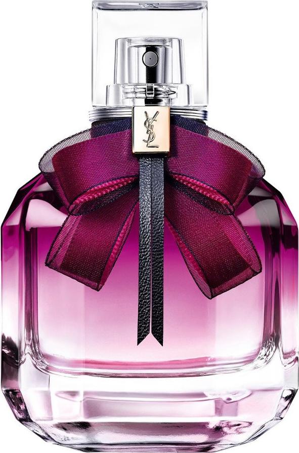 Flakon Yves Saint Laurent Mon Paris Intensement woda perfumowana 50ml z charakterystyczną różową kokardką na eleganckim opakowaniu YSL
