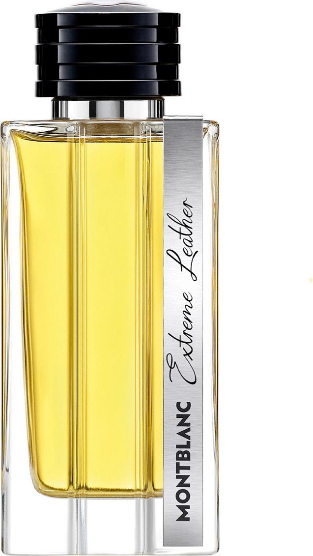 Flacon wody perfumowanej Montblanc Extreme Leather 125ml dla mężczyzn z eleganckim opakowaniem marki Montblanc na białym tle