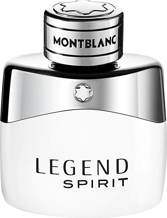 Flacon wody toaletowej Montblanc Legend Spirit 30ml z eleganckim opakowaniem, luksusowe perfumy męskie marki Montblanc na białym tle
