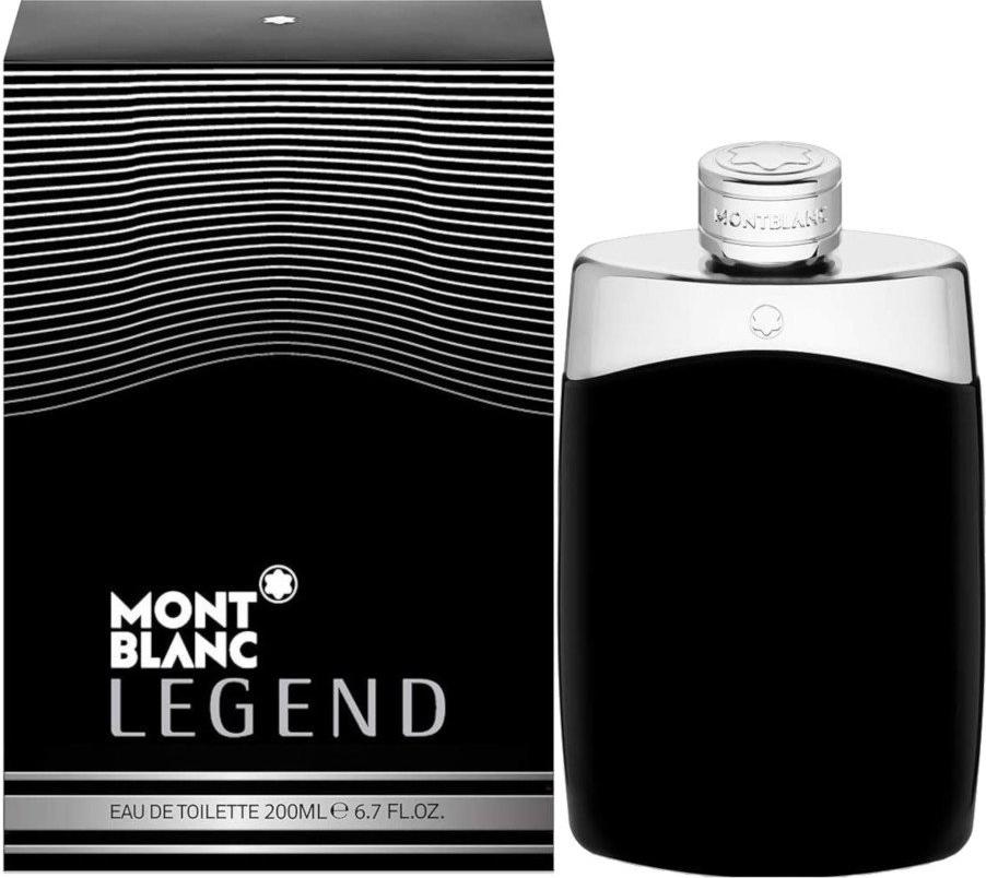 Flacon wody toaletowej Montblanc Legend 30ml na białym tle - eleganckie opakowanie męskich perfum z charakterystycznym logo marki Montblanc