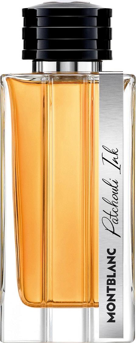 Flacon perfum Montblanc Patchouli Ink woda perfumowana 125ml z eleganckim opakowaniem marki Montblanc na białym tle