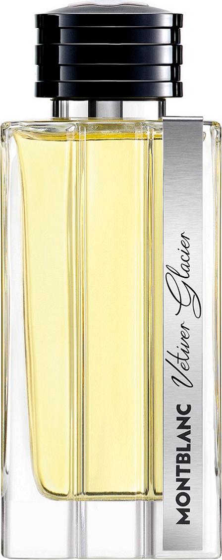 Flacon wody perfumowanej Montblanc Vetiver Glacier 125ml z eleganckim opakowaniem marki Montblanc na białym tle