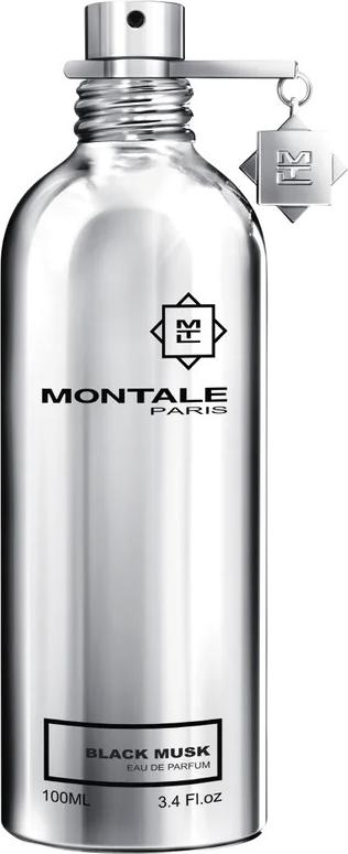 Flacon wody perfumowanej Montale Black Musk 100ml unisex w eleganckim opakowaniu z logo marki Montale na białym tle