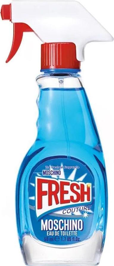 Moschino Fresh Couture woda toaletowa 50ml w unikalnej butelce stylizowanej na płyn do czyszczenia z charakterystycznym designem marki