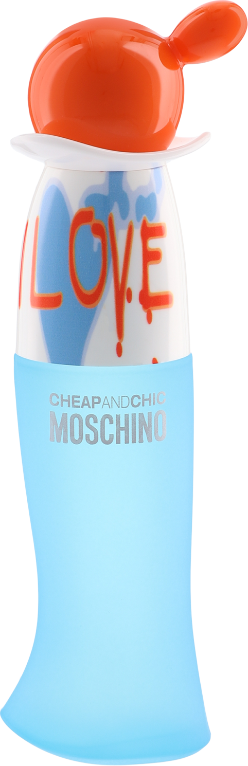 Flacon perfum Moschino I Love Love woda toaletowa 30ml z kolorowym opakowaniem na białym tle - damskie perfumy marki Moschino