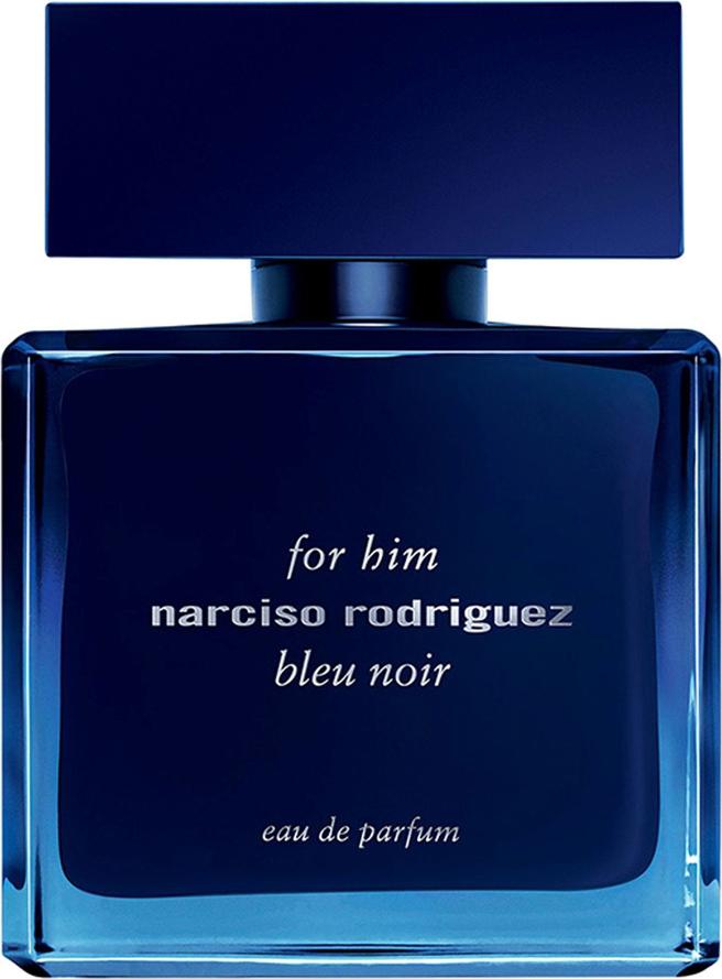 Flacon wody perfumowanej Narciso Rodriguez for him bleu noir 50ml na białym tle - eleganckie męskie perfumy w stylowym opakowaniu marki