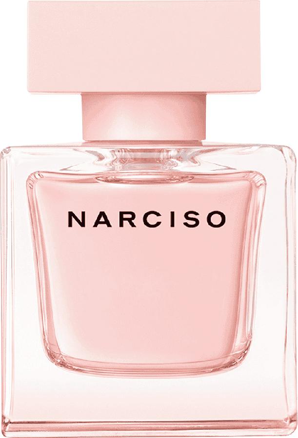 Flacon wody perfumowanej Narciso Rodriguez Narciso Cristal 30ml w eleganckiej butelce z przezroczystego szkła na białym tle z logo marki