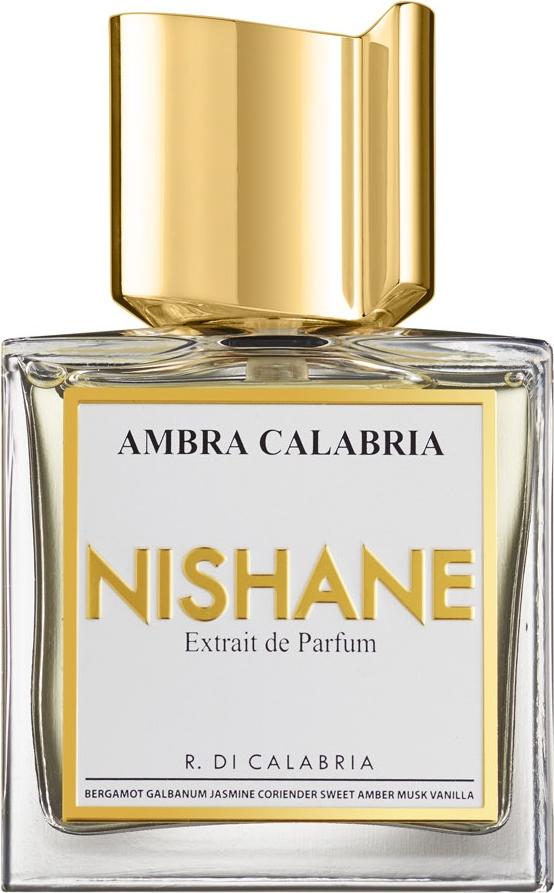 Flacon perfum NISHANE AMBRA CALABRIA 50ml na białym tle - luksusowe perfumy z nutami bergamotki, jaśminu i ambry dla kobiet i mężczyzn