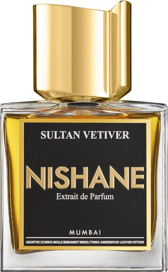Flacon perfum NISHANE SULTAN VETIVER 50ml - luksusowe unisex zapachy drzewno-ziemiste z wetywerią i bursztynem na eleganckim tle