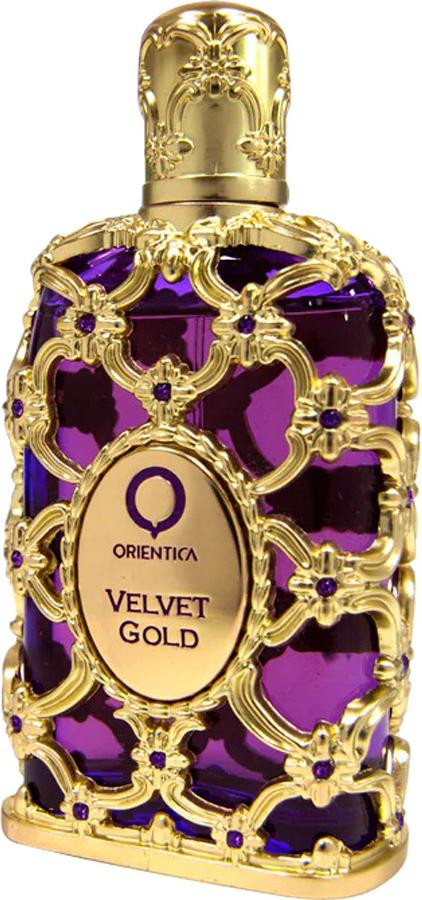 Orientica Velvet Gold woda perfumowana 150ml - elegancki flacon luksusowych perfum dla kobiet na białym tle z logo marki Orientica