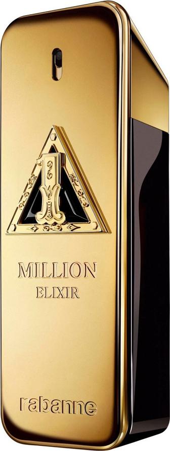 Paco Rabanne 1 Million Elixir perfumy męskie 50ml w eleganckim złotym flakonie w kształcie sztabki na białym tle z logo marki
