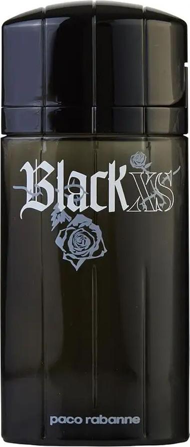 Flacon wody toaletowej Paco Rabanne Black XS 2018 50ml w eleganckim czarnym opakowaniu - męskie perfumy rock'n'rollowe z nutami cytrusów