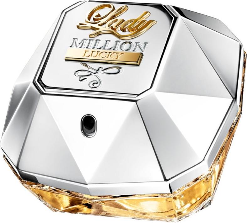 Flacon wody perfumowanej Paco Rabanne Lady Million Lucky 80ml dla kobiet w eleganckim opakowaniu z charakterystycznym złotym designem marki