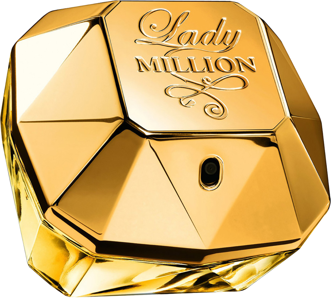 Paco Rabanne Lady Million woda perfumowana 30ml w eleganckim flakonie w kształcie diamentu na białym tle z logo marki Paco Rabanne