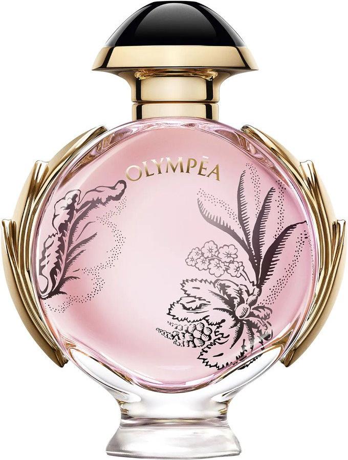 Flacon wody perfumowanej Paco Rabanne Olympea Blossom 30ml w eleganckim opakowaniu z logo marki na białym tle